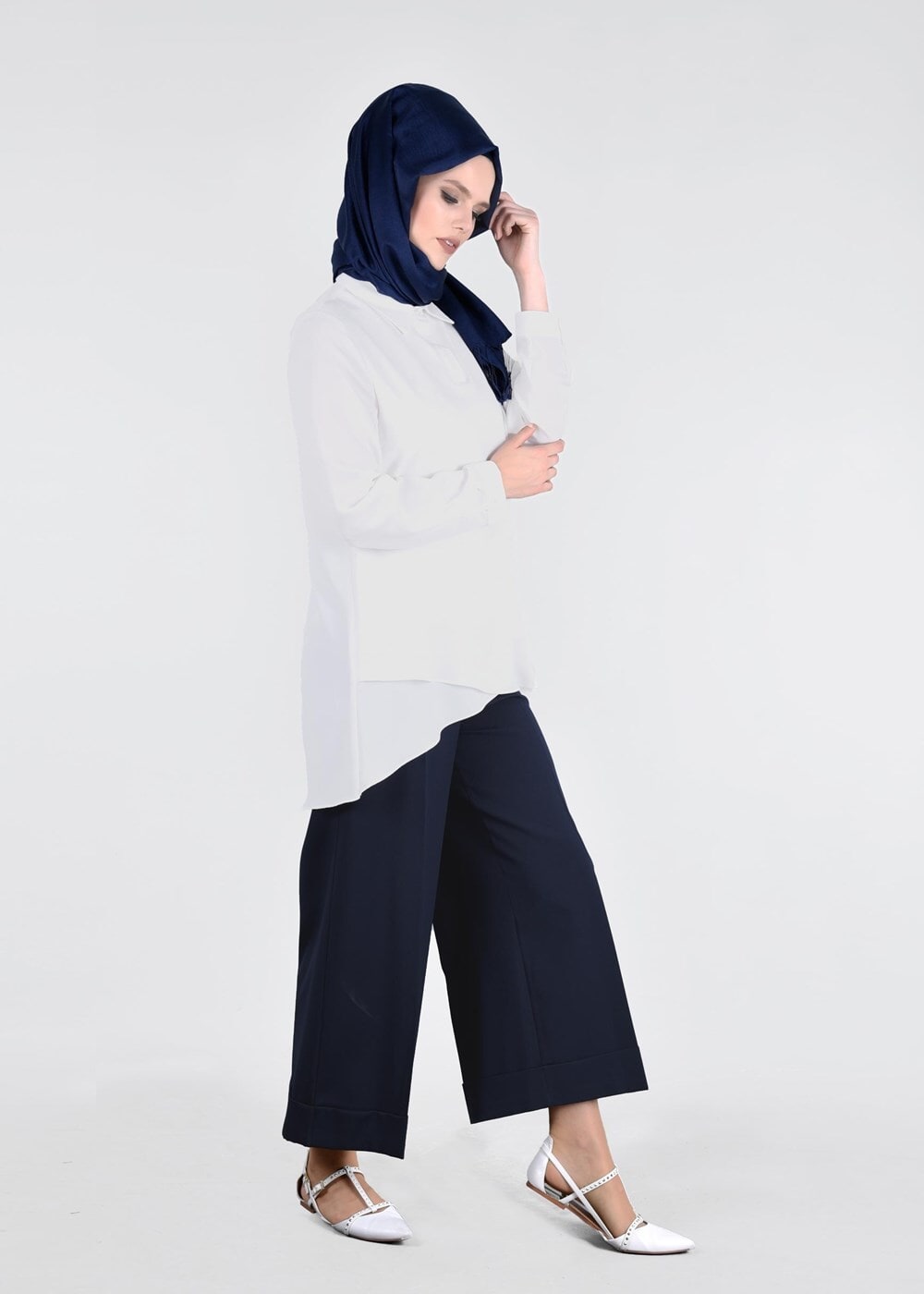 Tesettür giyim LACİVERT T 0204 Kapri Pantolon-Pr Collection