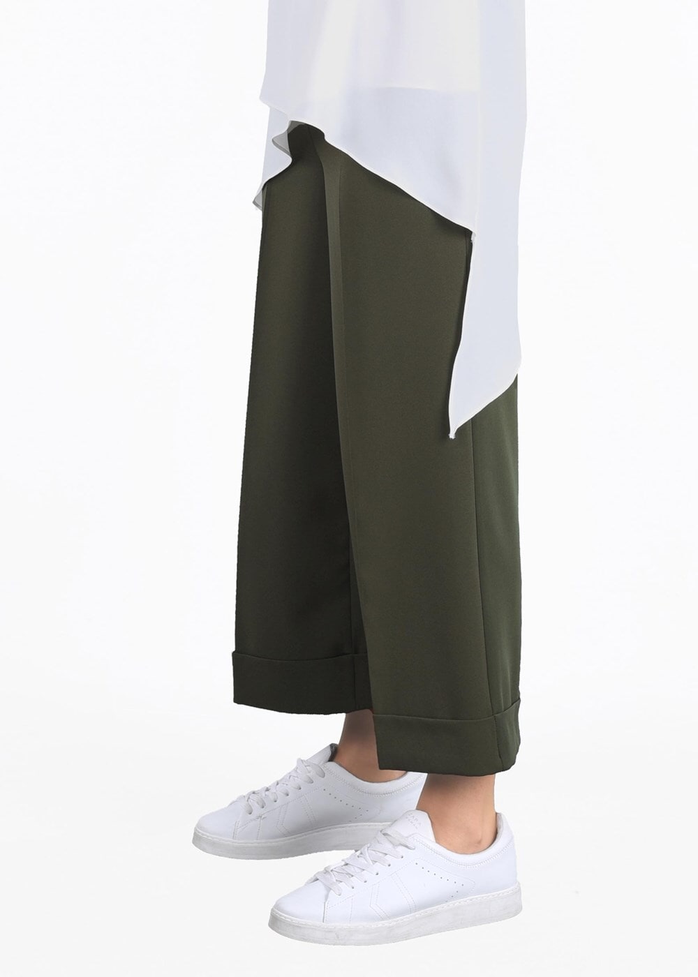 Tesettür giyim HAKİ T 0204 Kapri Pantolon-Pr Collection