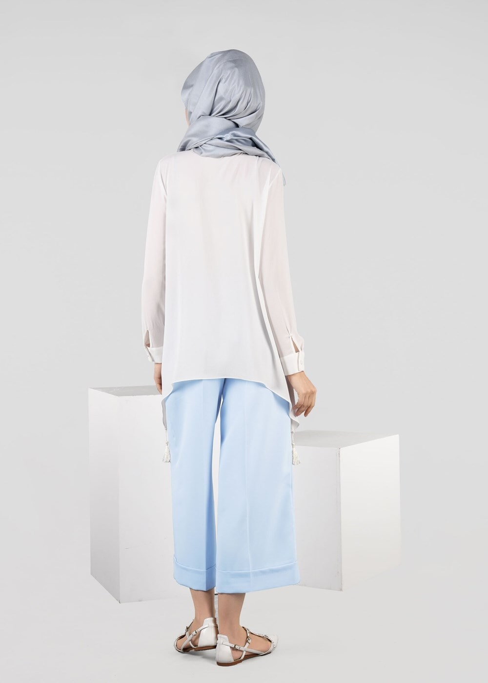 Tesettür giyim MAVİ T 0204 Kapri Pantolon-Pr Collection