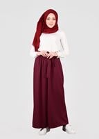 Tesettür giyim BORDO T 0905 ModaBu- Kuşak Detaylı Tesettür Pantolon
