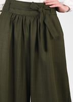 Tesettür giyim HAKİ T 0905 ModaBu- Kuşak Detaylı Tesettür Pantolon