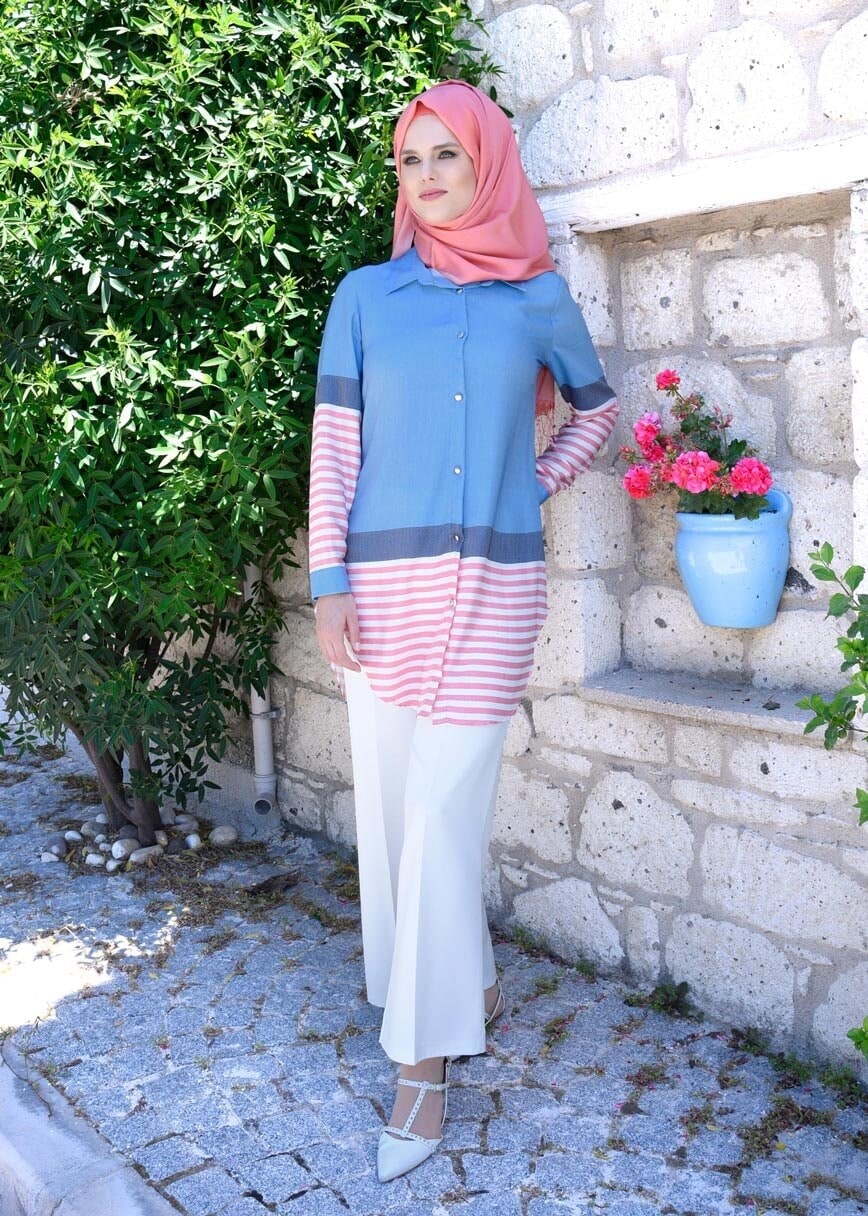 Tesettür giyim KREM EN BOY LİKRALI PANTOLON 1009