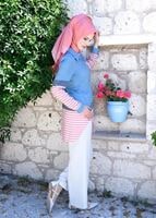 Tesettür giyim KREM EN BOY LİKRALI PANTOLON 1009