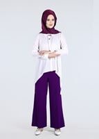 Tesettür giyim MOR EN BOY LİKRALI PANTOLON 1009