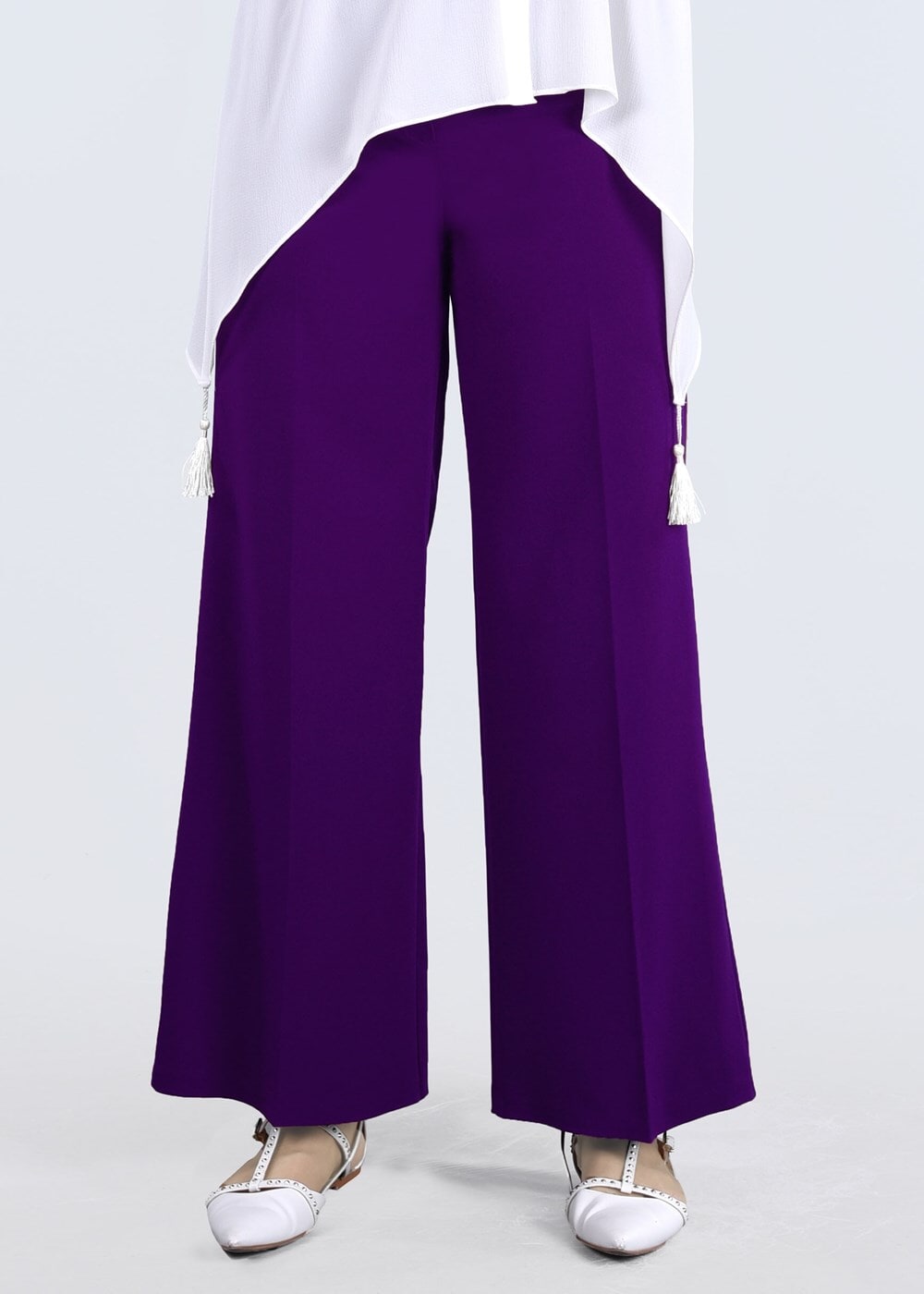 Tesettür giyim MOR EN BOY LİKRALI PANTOLON 1009