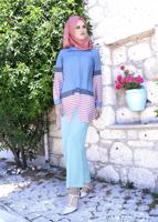 Vêtements hijab BLEU Pantalon T 1009 