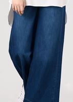 Tesettür giyim LACİVERT T 3252  Kuşaklı  Bol Paça Pantolon-Magazin