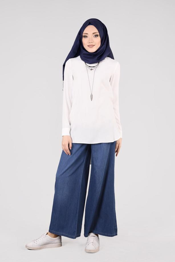 Tesettür giyim  T 3352 Magazin-İspanyol Paça Pantolon - TRENDTESETTÜR