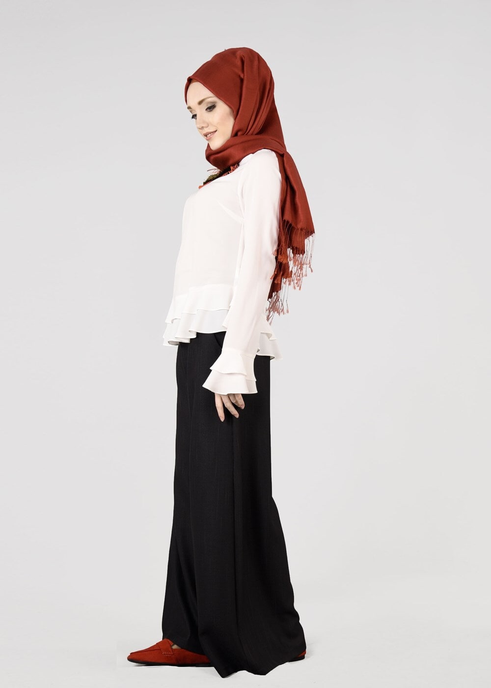 Tesettür giyim SİYAH T 4805 ModaBu- Petek Kumaş Pantolon