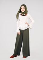 Tesettür giyim HAKİ T 4805 ModaBu- Petek Kumaş Pantolon