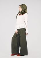 Tesettür giyim HAKİ T 4805 ModaBu- Petek Kumaş Pantolon