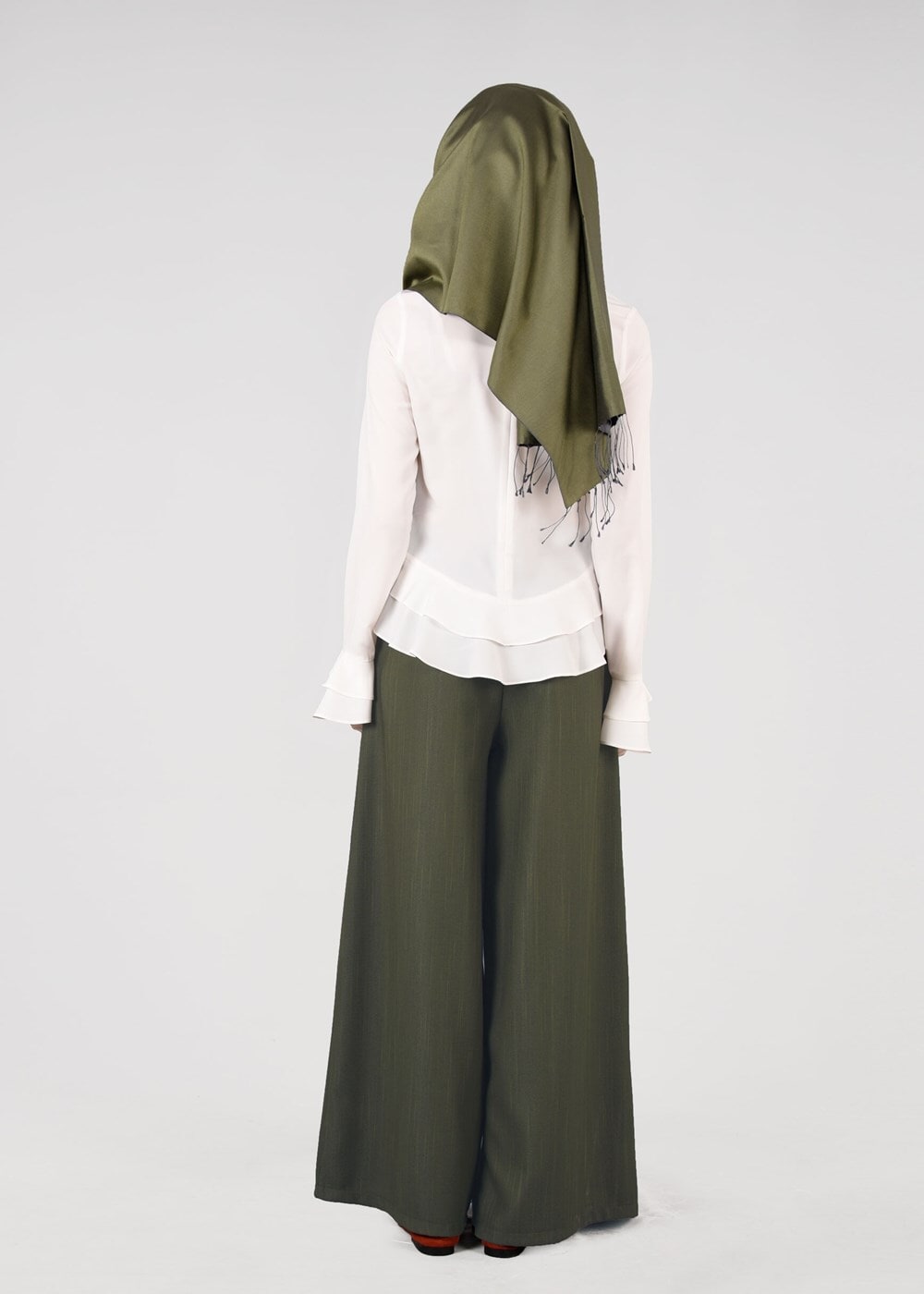 Tesettür giyim HAKİ T 4805 ModaBu- Petek Kumaş Pantolon