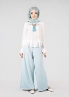 Tesettür giyim YEŞİL T 4805 ModaBu- Petek Kumaş Pantolon