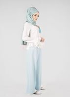 Tesettür giyim YEŞİL T 4805 ModaBu- Petek Kumaş Pantolon