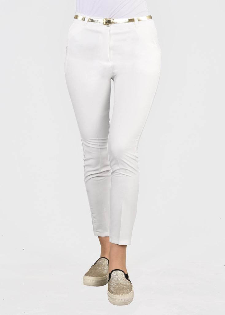 Tesettür giyim KREM T 6252 Klasik Kesim Pantolon-Magazin