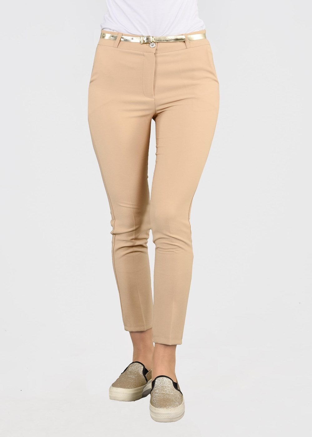 Tesettür giyim KAHVE T 6252 Klasik Kesim Pantolon-Magazin