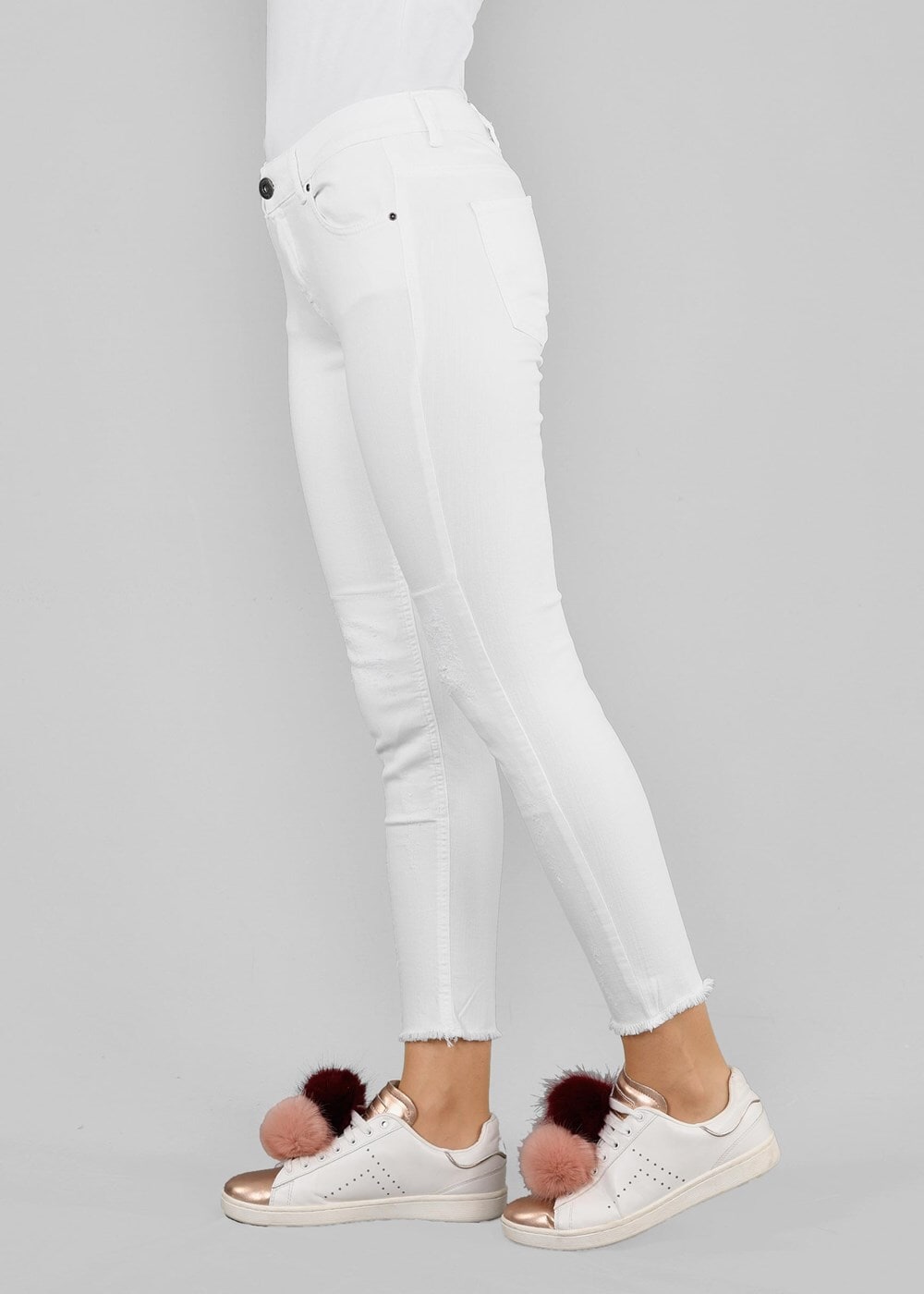 Tesettür giyim BEYAZ T 7186 Remix Denim Pantolon-Alv Fashion