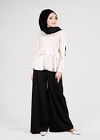 Tesettür giyim SİYAH T 7615 Allday- Bol Paça Pantolon