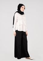 Tesettür giyim SİYAH T 7615 Allday- Bol Paça Pantolon