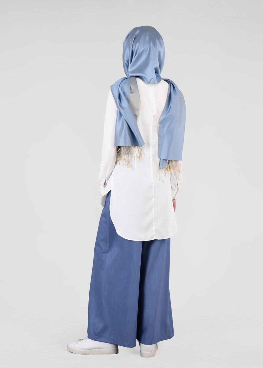 Tesettür giyim MAVİ T 7615 Allday- Bol Paça Pantolon