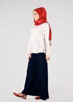 Tesettür giyim LACİVERT T 7615 Allday- Bol Paça Pantolon