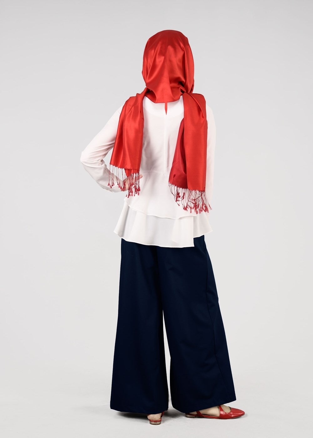 Tesettür giyim LACİVERT T 7615 Allday- Bol Paça Pantolon