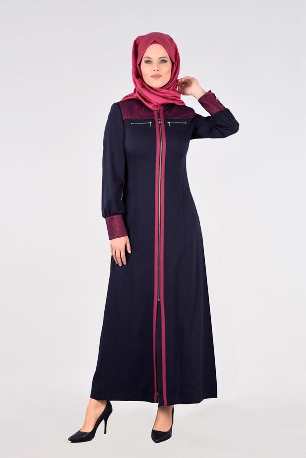 Vêtements hijab  T 1703 Derin Tesettür Pardesü-Alv Fashion - TRENDTESETTÜR