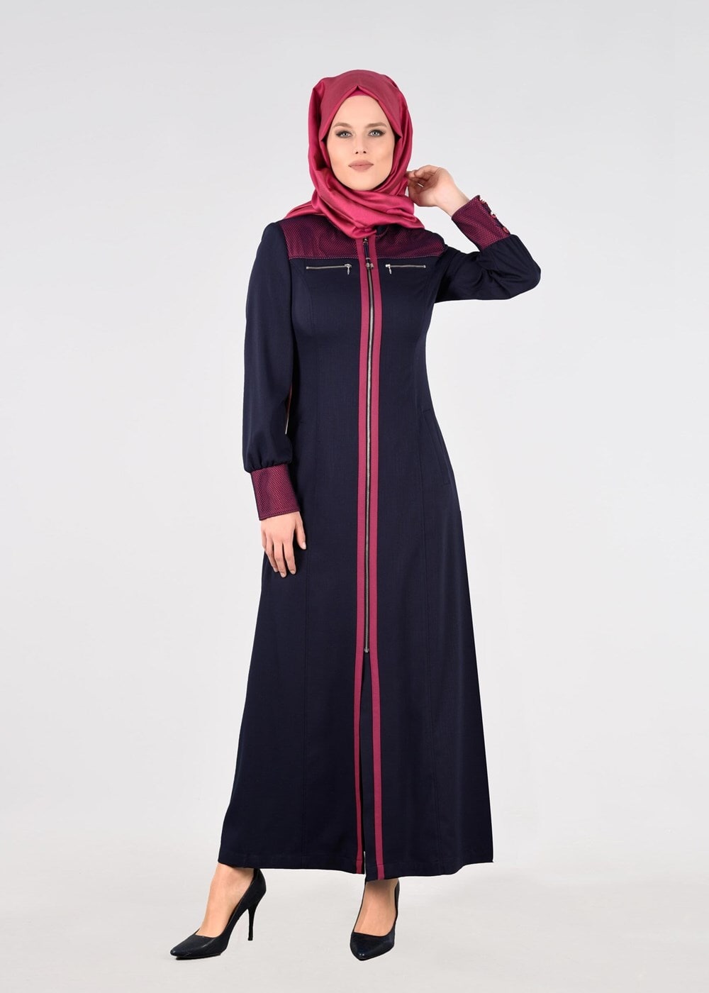 Vêtements hijab BLEU MARINE T 1703 Derin Tesettür Pardesü-Alv Fashion