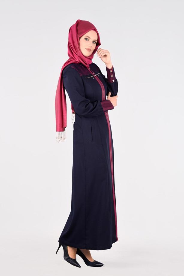 Vêtements hijab  T 1703 Derin Tesettür Pardesü-Alv Fashion - TRENDTESETTÜR