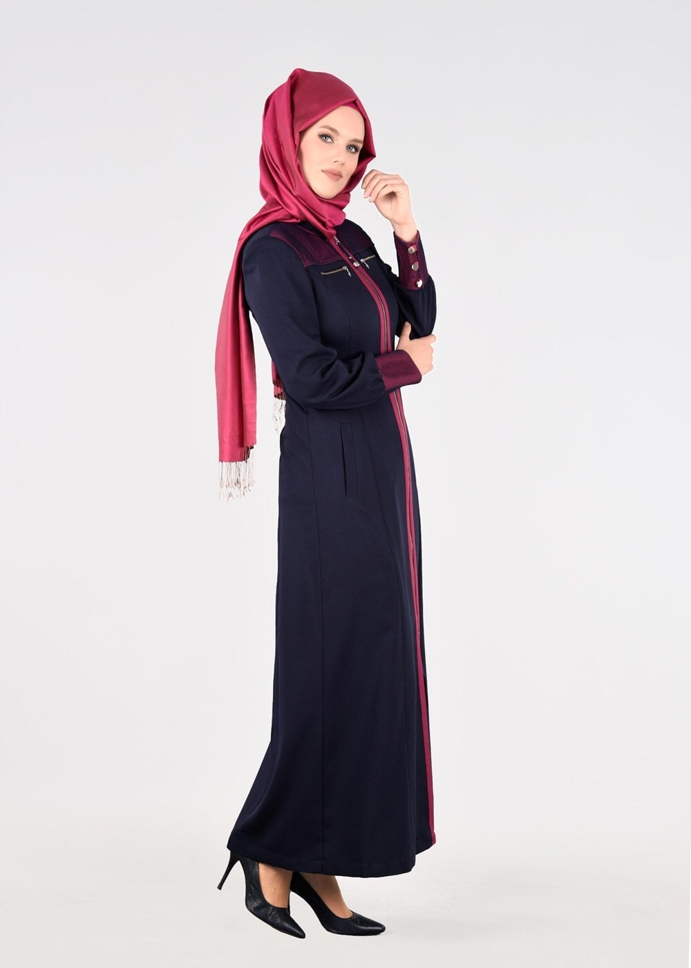 Vêtements hijab BLEU MARINE T 1703 Derin Tesettür Pardesü-Alv Fashion