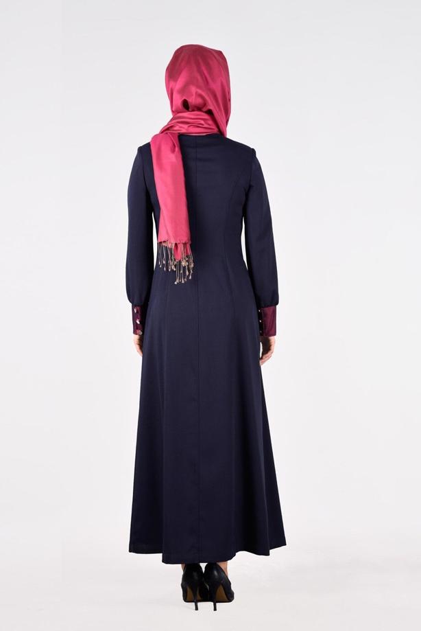 Vêtements hijab  T 1703 Derin Tesettür Pardesü-Alv Fashion - TRENDTESETTÜR