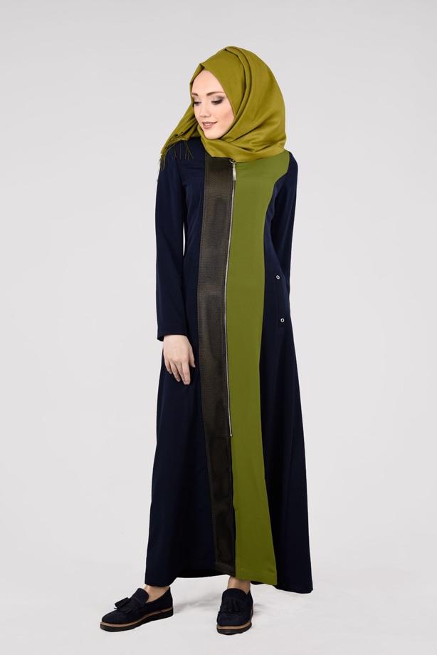 Vêtements hijab  T 1704 Crep Cupra Tesettür Pardesü-Alv Fashion - TRENDTESETTÜR
