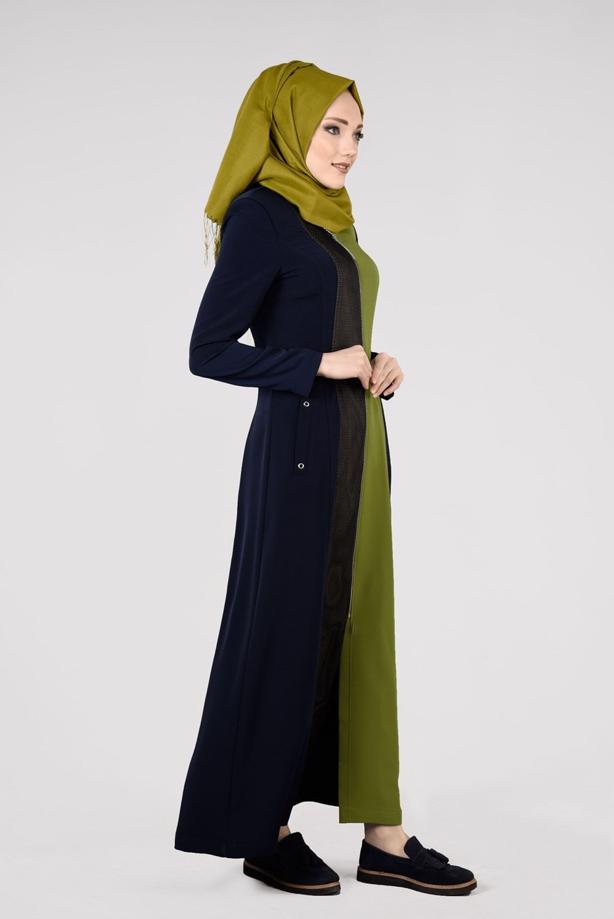 Vêtements hijab  T 1704 Crep Cupra Tesettür Pardesü-Alv Fashion - TRENDTESETTÜR