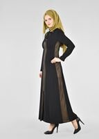 Hijab clothing BLACK T 1705 Virona Tesettür Pardesü-Alv Fashion