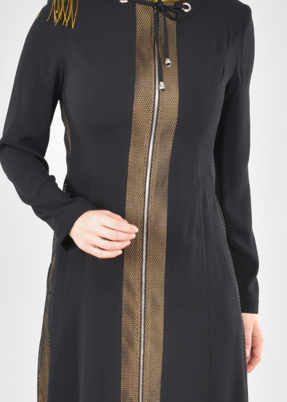 Hijab clothing BLACK T 1705 Virona Tesettür Pardesü-Alv Fashion