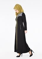 Tesettür giyim SİYAH T 1708 Farah Tesettür Pardesü-Alv Fashion
