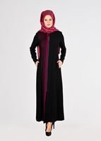 Tesettür giyim SİYAH T 1714 Picasso Tesettür Pardesü-Alv Fashion