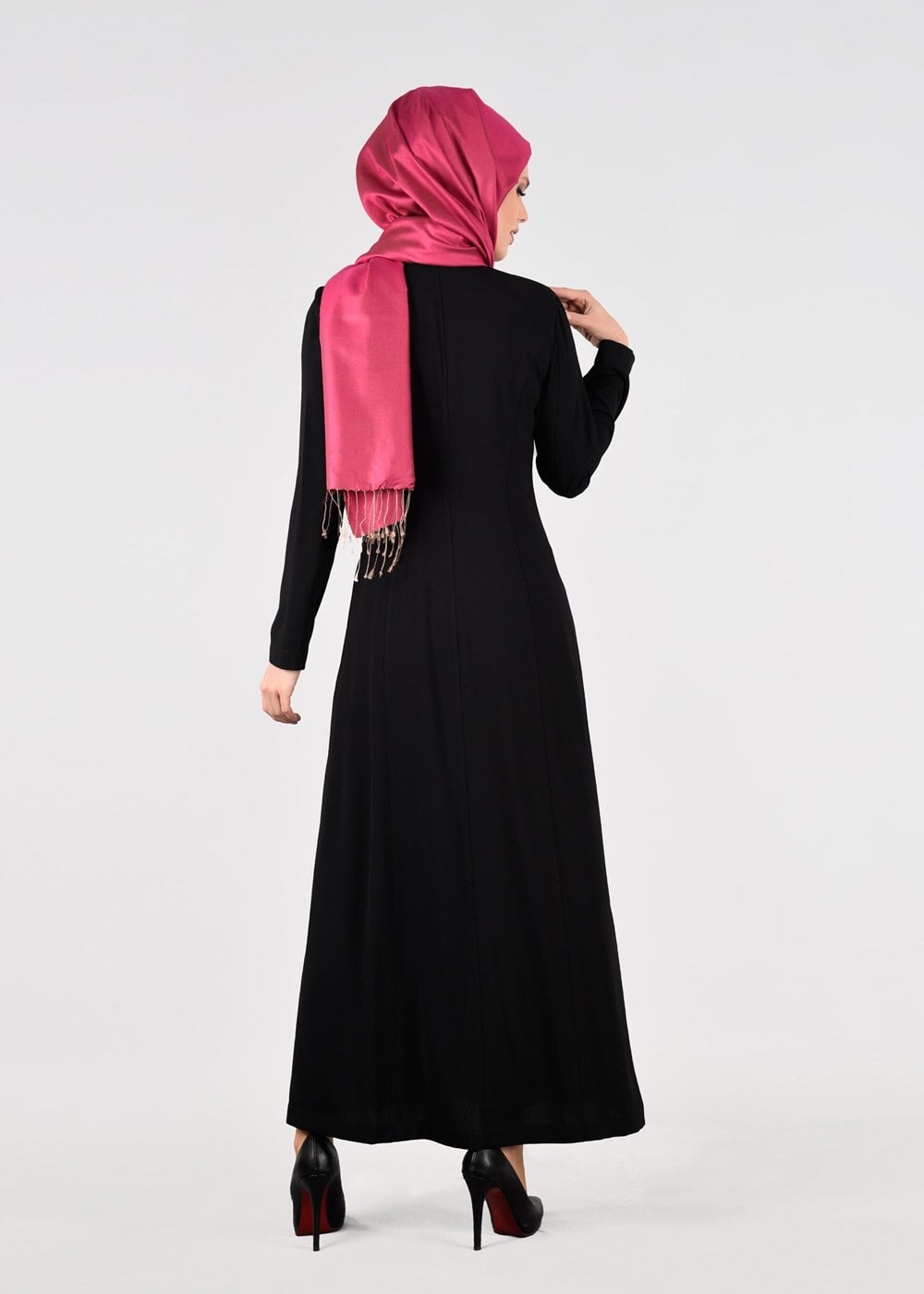 Tesettür giyim SİYAH T 1714 Picasso Tesettür Pardesü-Alv Fashion