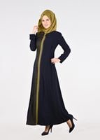 Hijab clothing NAVY BLUE T 1714 Picasso Tesettür Pardesü-Alv Fashion
