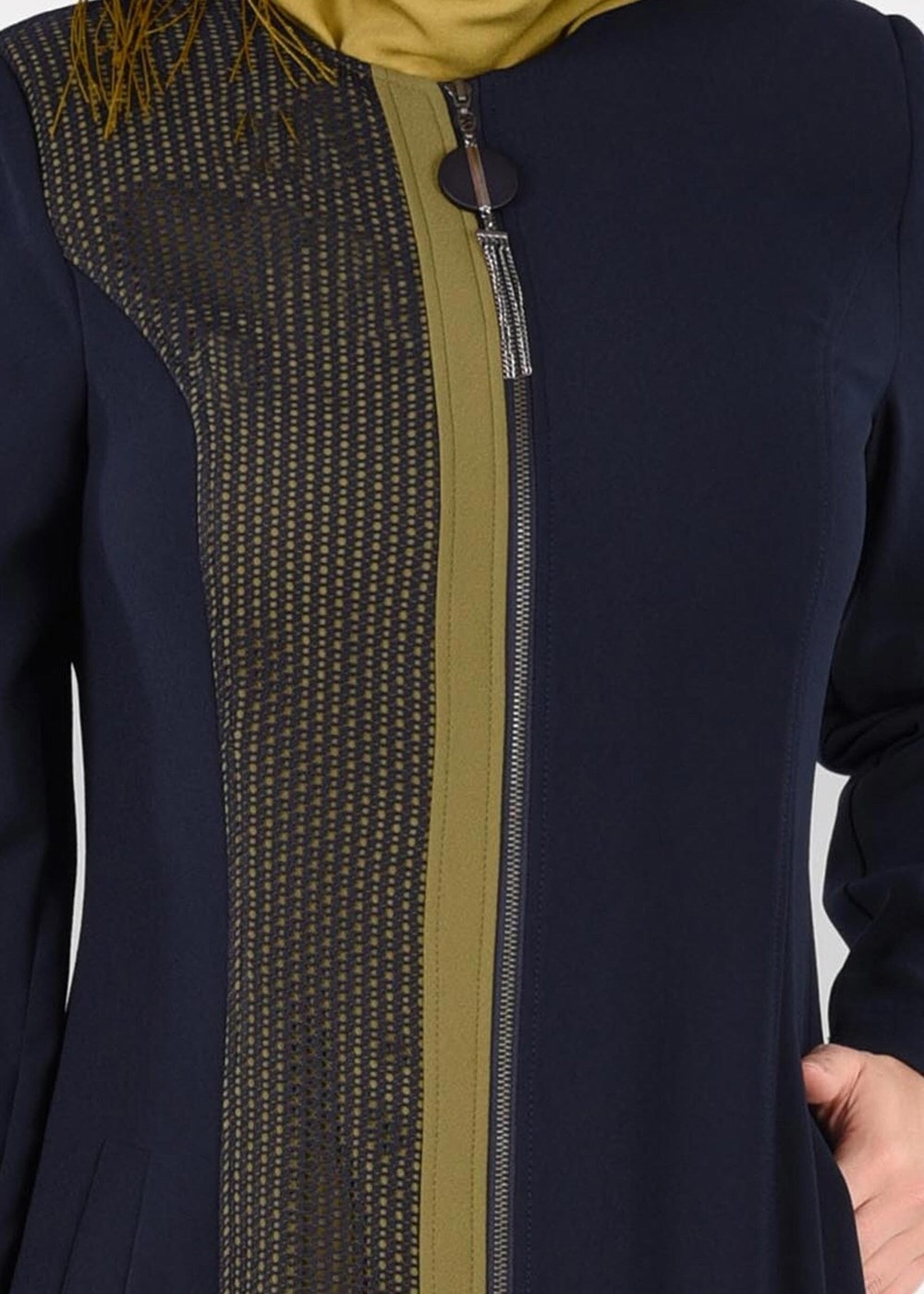 Vêtements hijab BLEU MARINE T 1714 Picasso Tesettür Pardesü-Alv Fashion