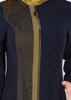 Hijab clothing NAVY BLUE T 1714 Picasso Tesettür Pardesü-Alv Fashion