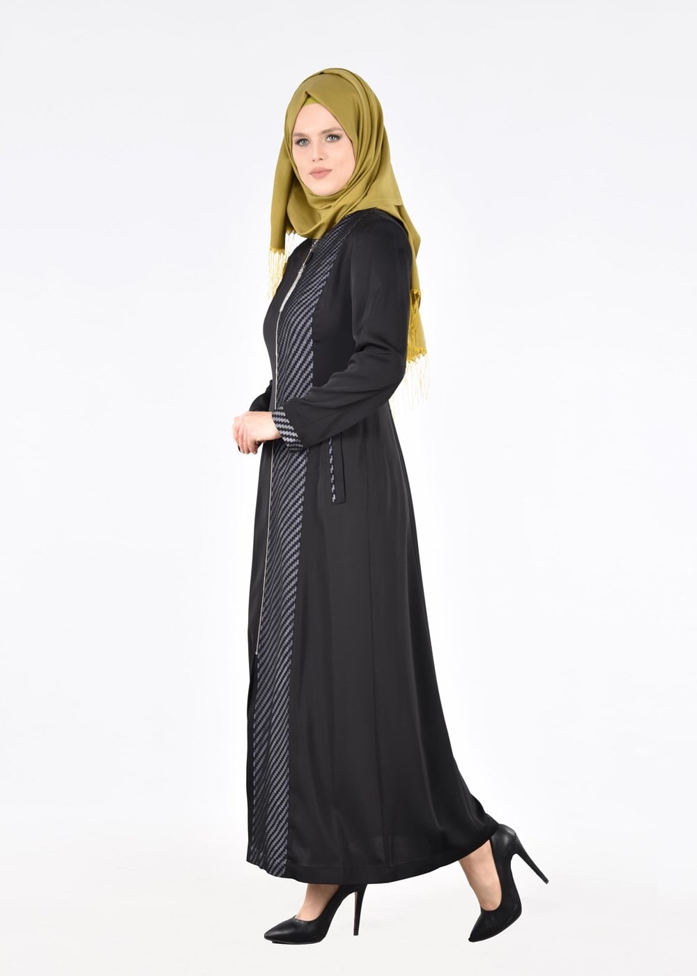 Tesettür giyim SİYAH T 1716 Elite Tesettür Pardesü-Alv Fashion