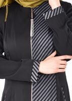 Tesettür giyim SİYAH T 1716 Elite Tesettür Pardesü-Alv Fashion