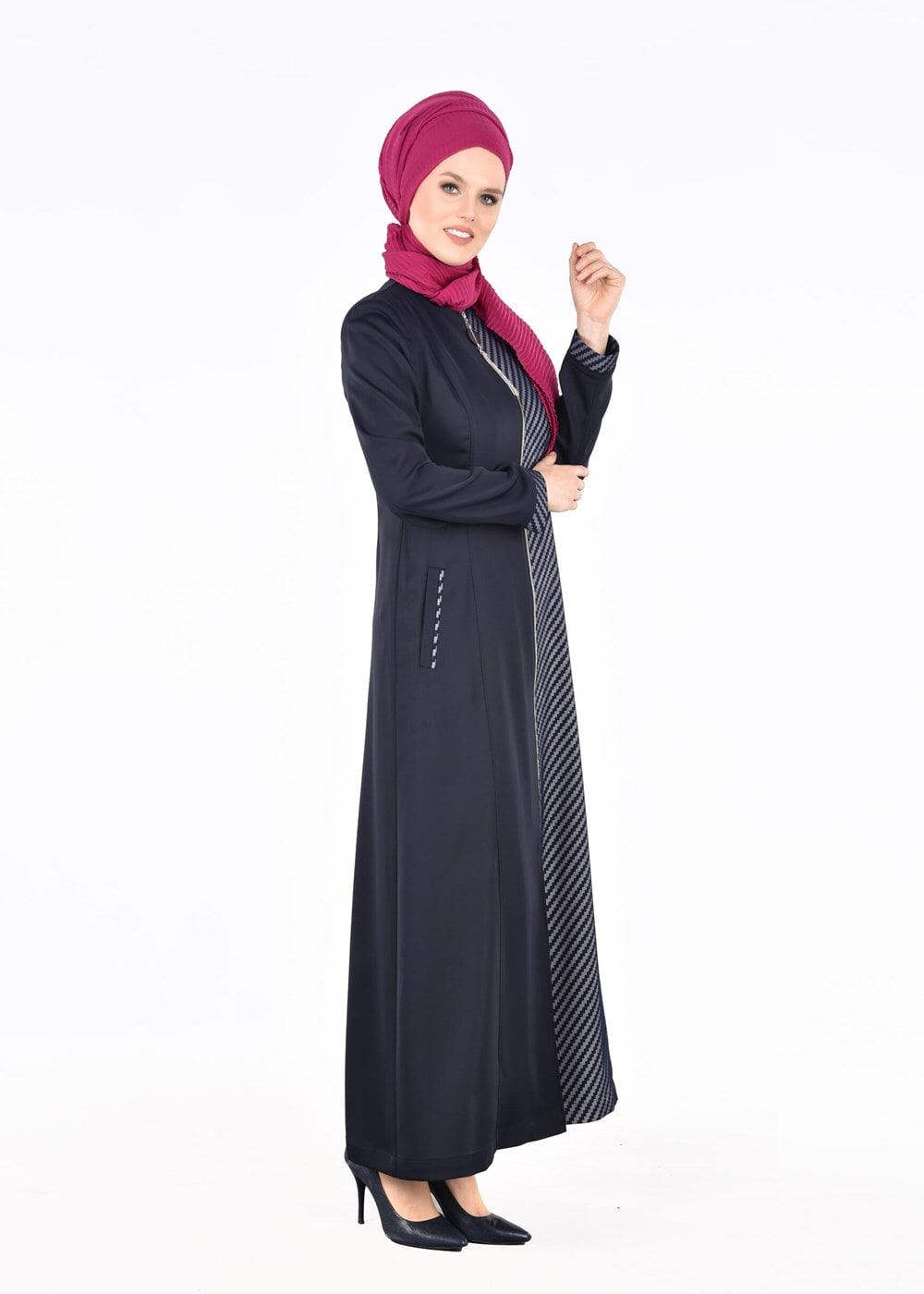 Vêtements hijab BLEU MARINE T 1716 Elite Tesettür Pardesü-Alv Fashion