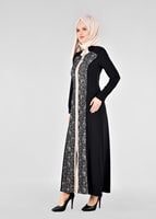 Tesettür giyim SİYAH T 1719 Virona Tesettür Pardesü-Alv Fashion
