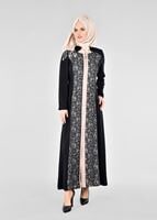 Tesettür giyim SİYAH T 1719 Virona Tesettür Pardesü-Alv Fashion