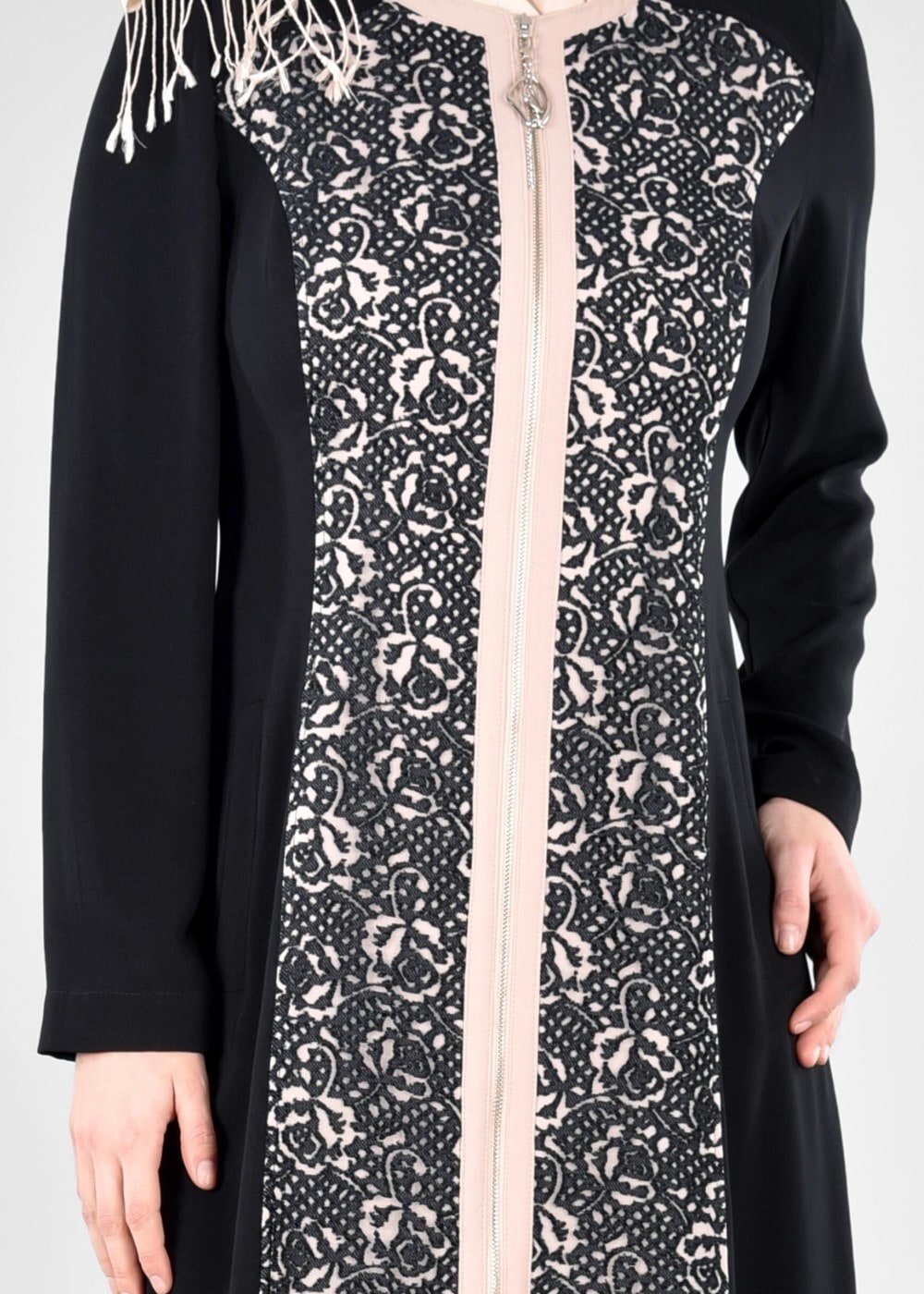 Tesettür giyim SİYAH T 1719 Virona Tesettür Pardesü-Alv Fashion