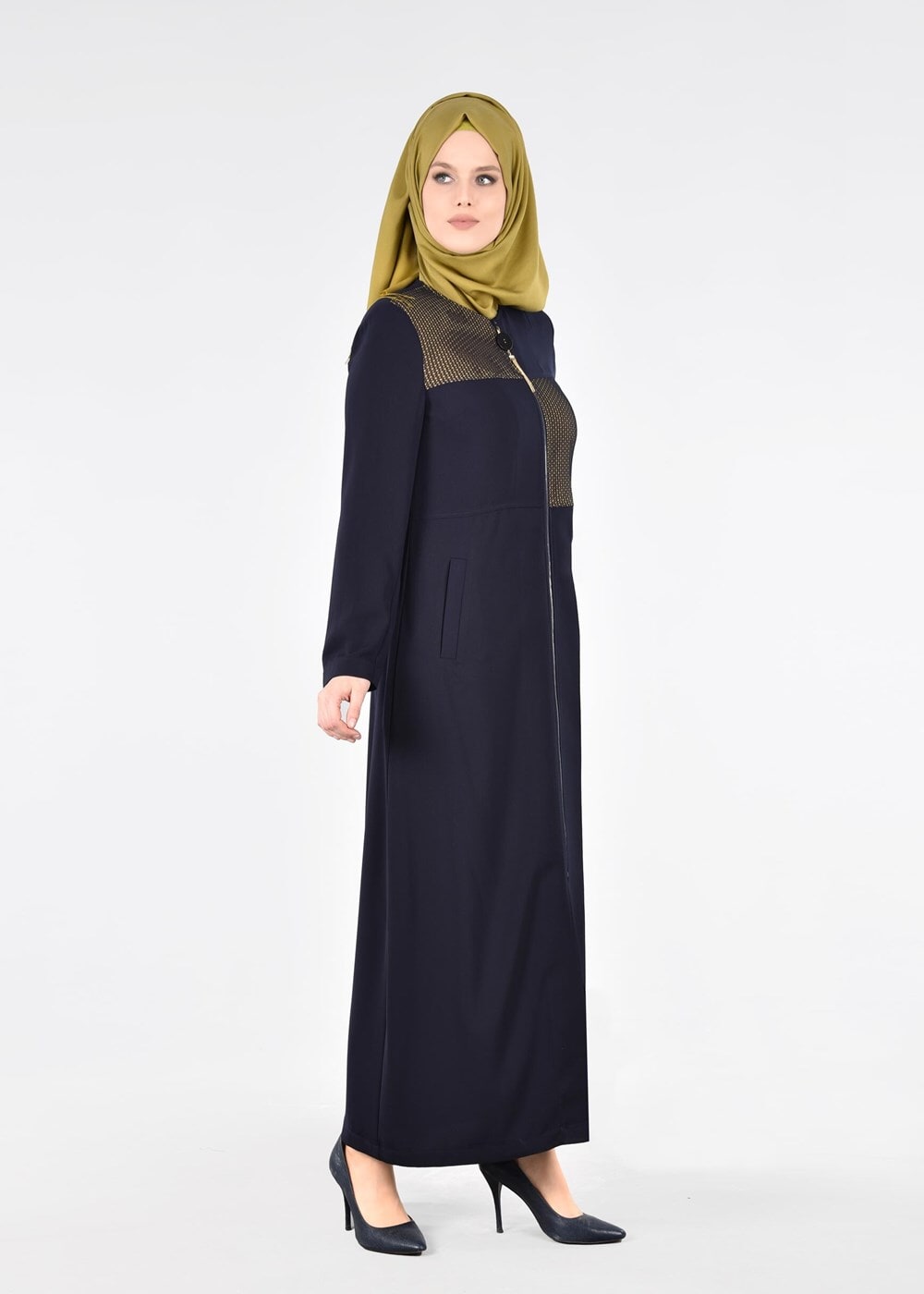 Tesettür giyim LACİVERT T 1737 Farah 6288 Pardesü-Alv Fashion