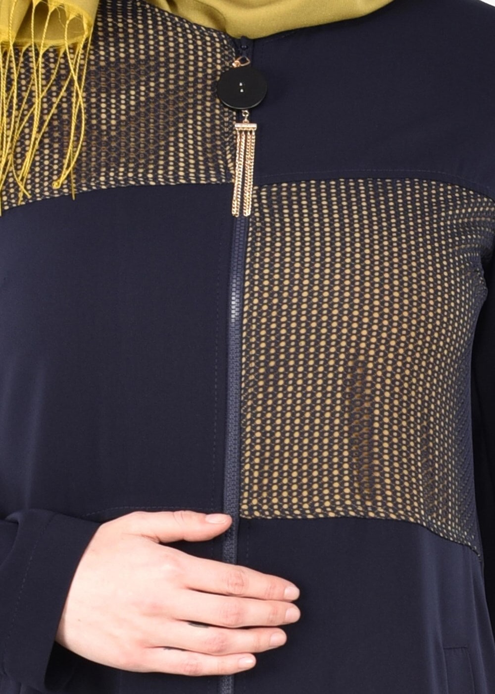 Tesettür giyim LACİVERT T 1737 Farah 6288 Pardesü-Alv Fashion