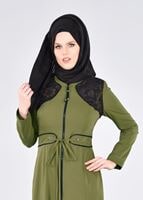 Tesettür giyim YEŞİL T 1769 Lila 43597 Pardesü -Alv Fashion